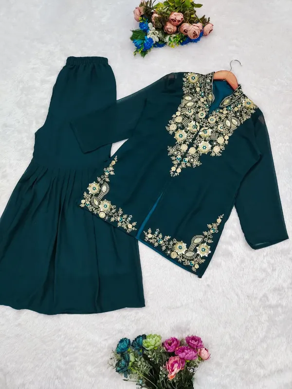 Teal_Green_Embroidered_Sharara_Suit_Set