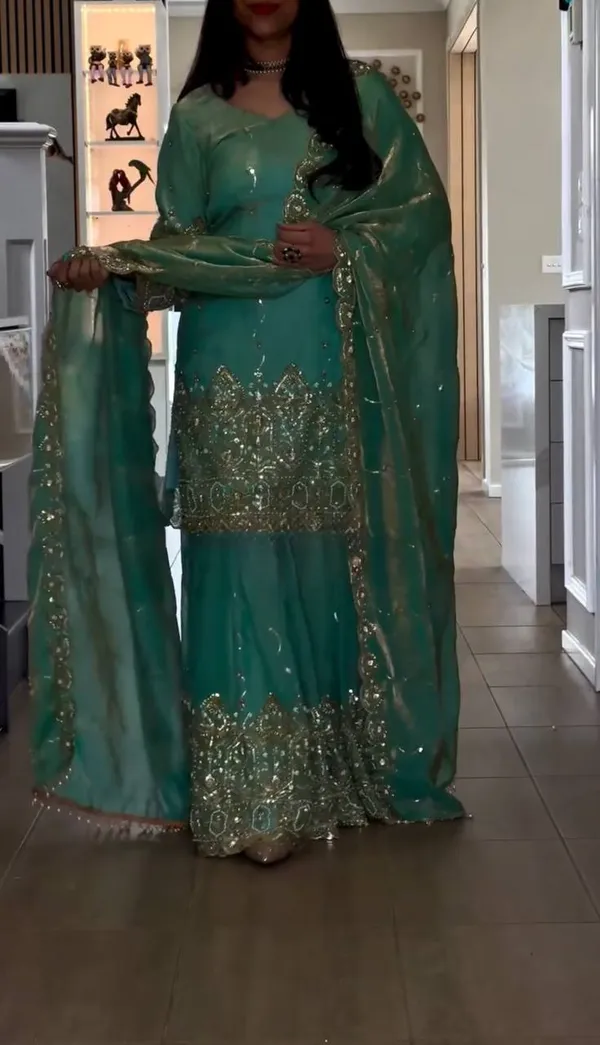 LADIES_DESIGNER_HEAVY_EMBROIDERED_SEQUENCE_WORK_SHARARA_DUPATTA_SET*