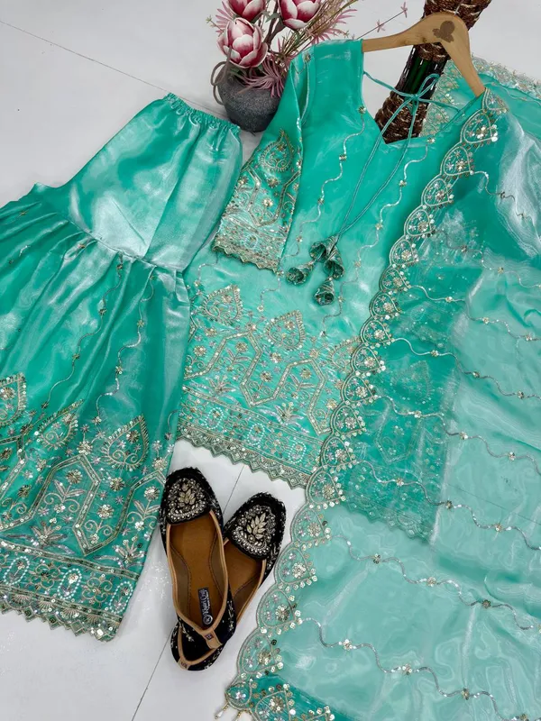 LADIES_DESIGNER_HEAVY_EMBROIDERED_SEQUENCE_WORK_SHARARA_DUPATTA_SET*