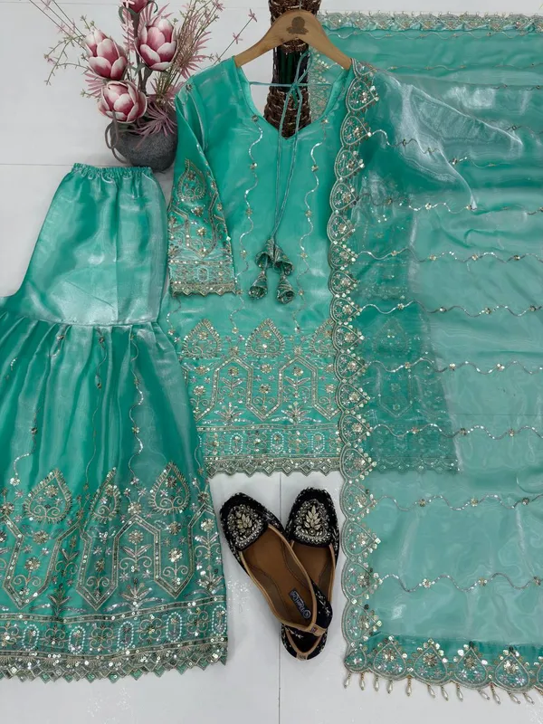 LADIES_DESIGNER_HEAVY_EMBROIDERED_SEQUENCE_WORK_SHARARA_DUPATTA_SET*