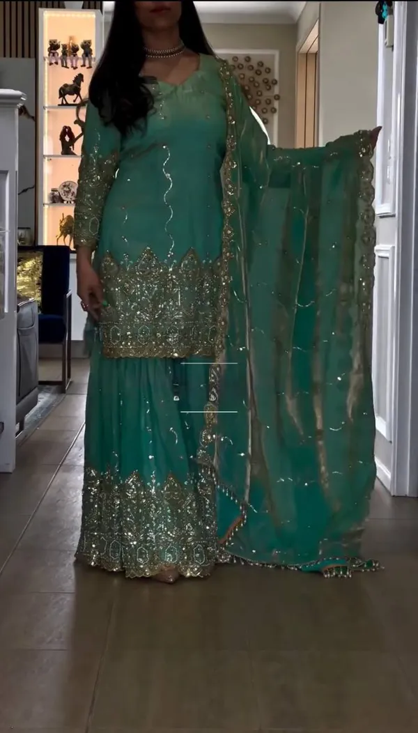 LADIES_DESIGNER_HEAVY_EMBROIDERED_SEQUENCE_WORK_SHARARA_DUPATTA_SET*