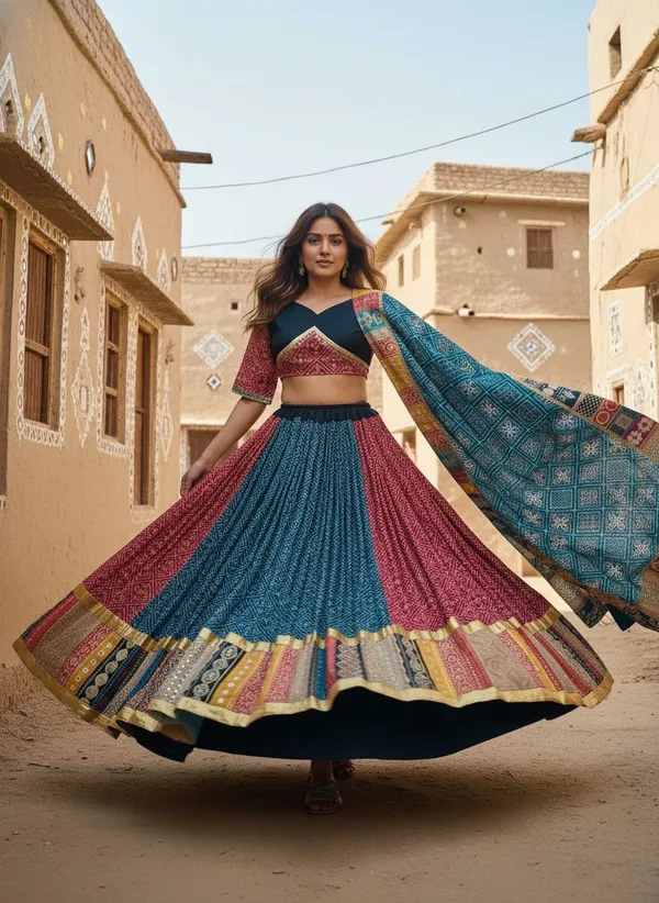 Traditional_Multicolor_Bandhani_Print_Lehenga_Choli_With_Dupatta