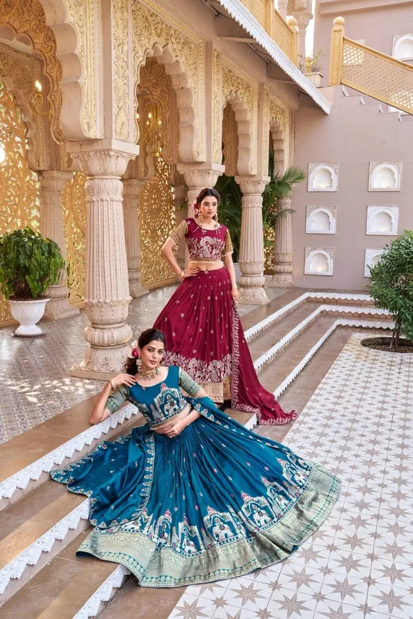 Teal_Blue_Embroidered_Lehenga_Choli_Set_With_Dupatta