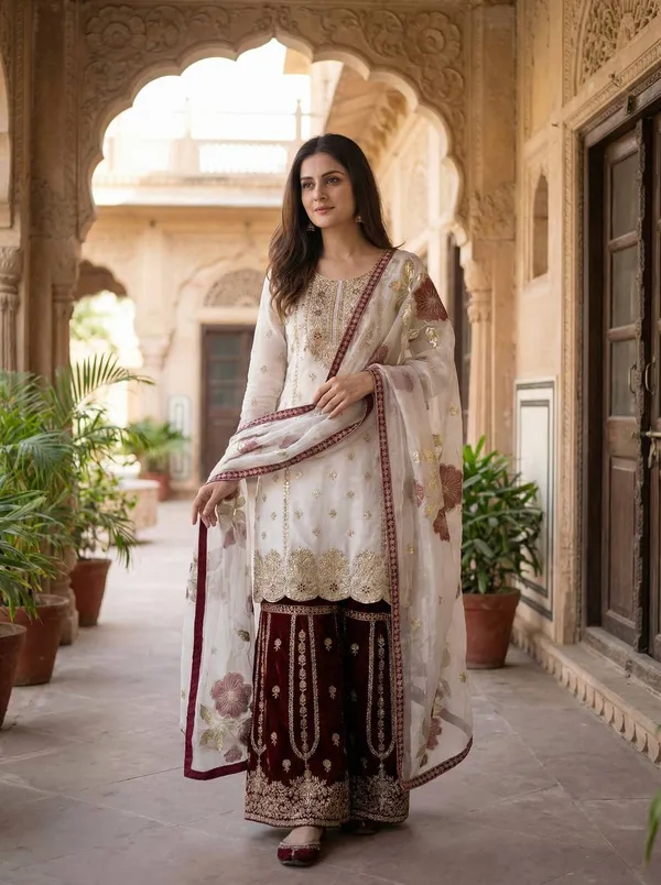 Ladies_Designer_Heavy_Embroidery_Sequence_Work_Top-Bottom_And_Dupatta_Set