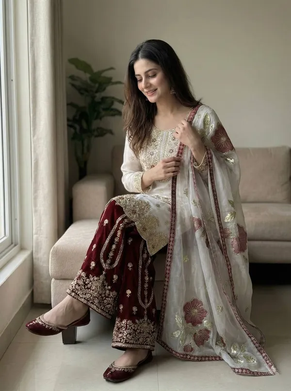 Ladies_Designer_Heavy_Embroidery_Sequence_Work_Top-Bottom_And_Dupatta_Set