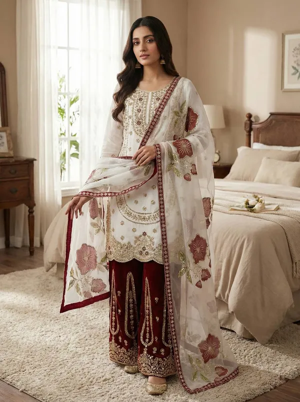 Ladies_Designer_Heavy_Embroidery_Sequence_Work_Top-Bottom_And_Dupatta_Set