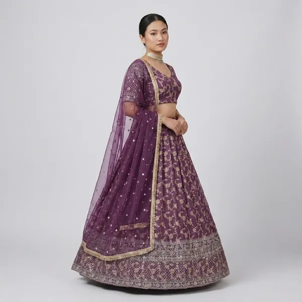 Purple_Embroidered_Lehenga_Choli_Set_With_Dupatta