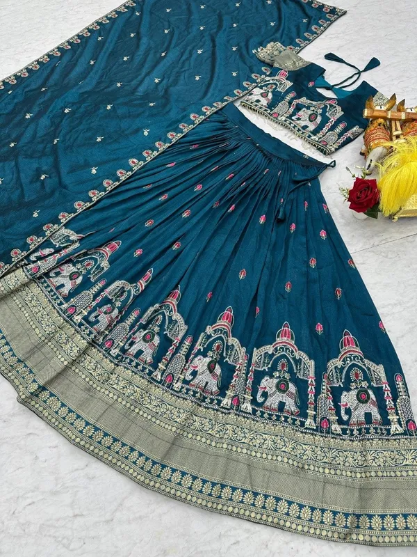 Teal_Blue_Embroidered_Lehenga_Choli_Set_With_Dupatta