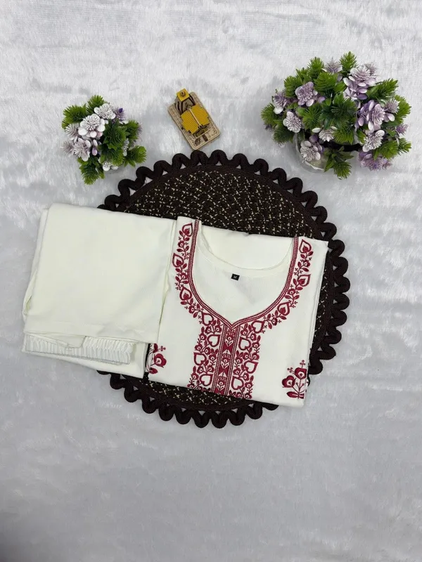 White_Embroidered_Kurta_And_Palazzo_Set_For_Women