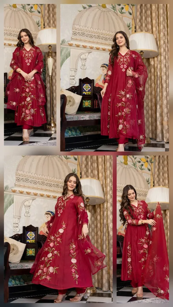 Maroon_Floral_Embroidered_Georgette_Suit_Set_With_Dupatta