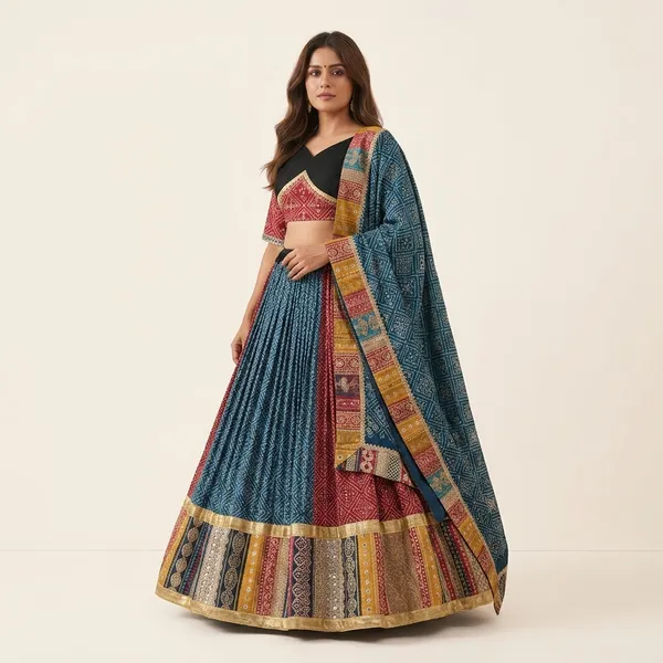 Traditional_Multicolor_Bandhani_Print_Lehenga_Choli_With_Dupatta