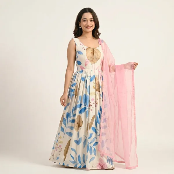 Floral_Print_Anarkali_Dress_Set_With_Pink_Dupatta