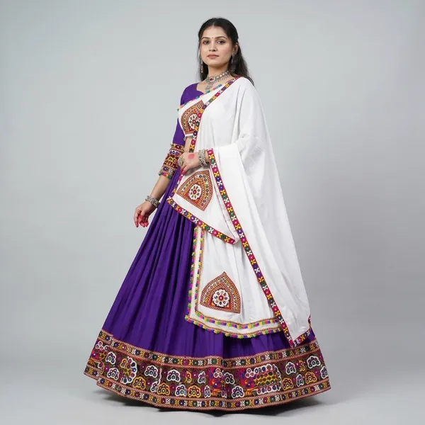 Purple_And_White_Navratri_Chaniya_Choli_With_Embroidered_Mirror_Work