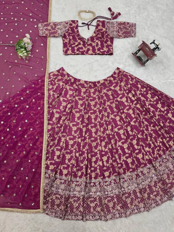 Purple_Embroidered_Lehenga_Choli_With_Dupatta_Set