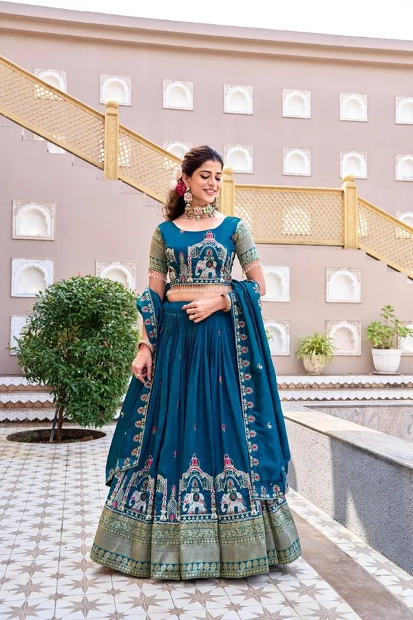 Teal_Blue_Embroidered_Lehenga_Choli_Set_With_Dupatta