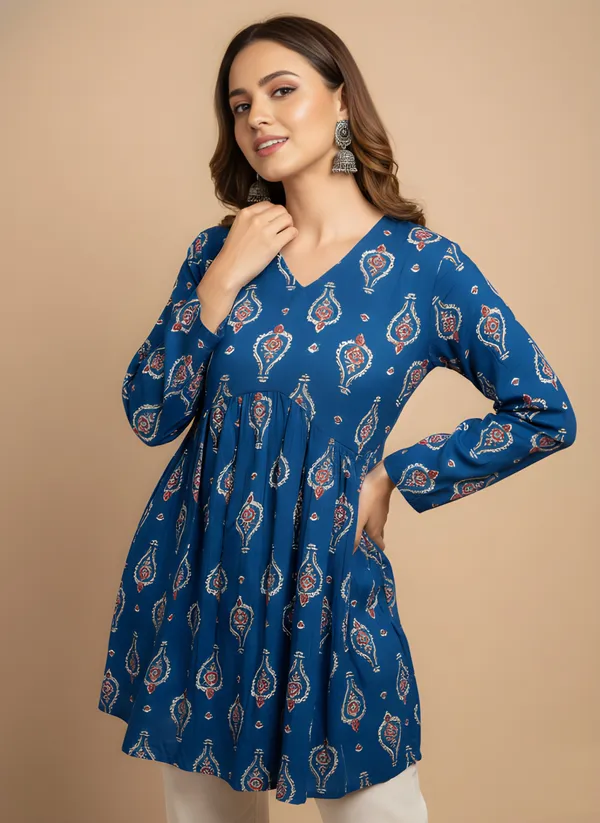 Woman_Blue_Rayon_Fancy_Tunic_&_Top