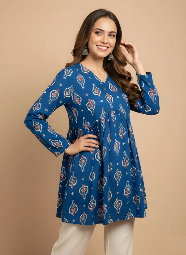 Woman_Blue_Rayon_Fancy_Tunic_&_Top