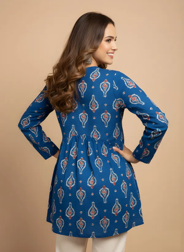 Woman_Blue_Rayon_Fancy_Tunic_&_Top