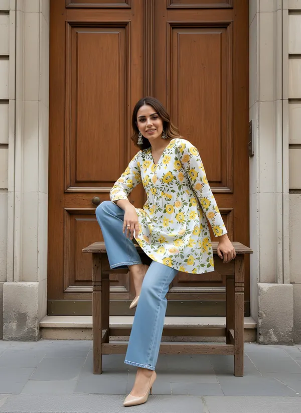 Woman_cotton_Fancy_flared_Short_kurti_&_tunic