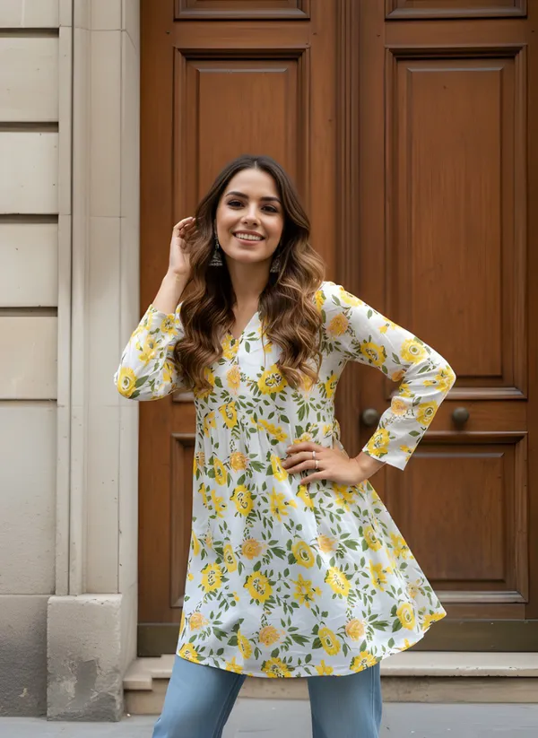Woman_cotton_Fancy_flared_Short_kurti_&_tunic