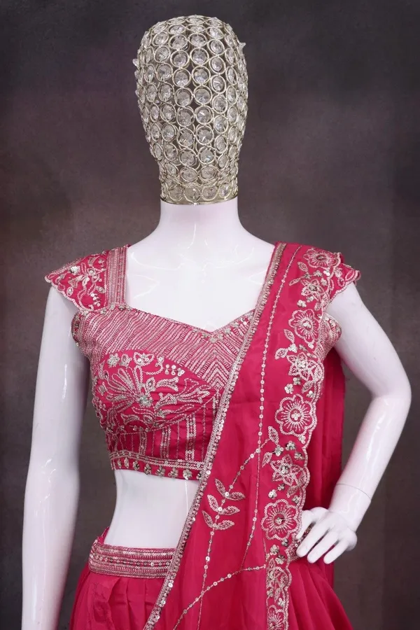 Magenta_Embellished_Lehenga_Choli_With_Dupatta_-_Ethnic_Wear_Set