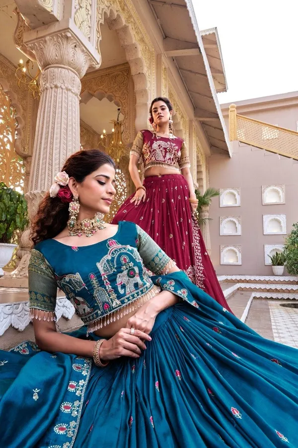 Teal_Blue_Embroidered_Lehenga_Choli_Set_With_Dupatta