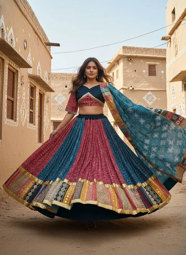 Traditional_Multicolor_Bandhani_Print_Lehenga_Choli_With_Dupatta