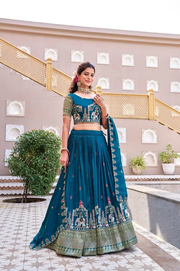 Teal_Blue_Embroidered_Lehenga_Choli_Set_With_Dupatta