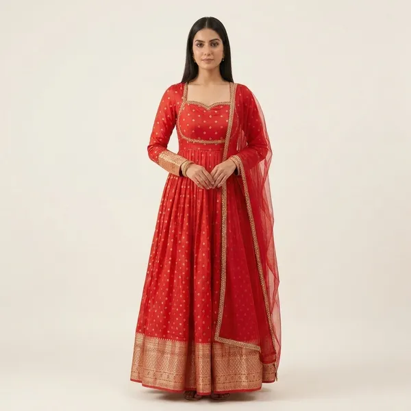 Red_Mirror_Work_Lehenga_Choli_With_Dupatta_-_Traditional_Indian_Ethnic_Wear