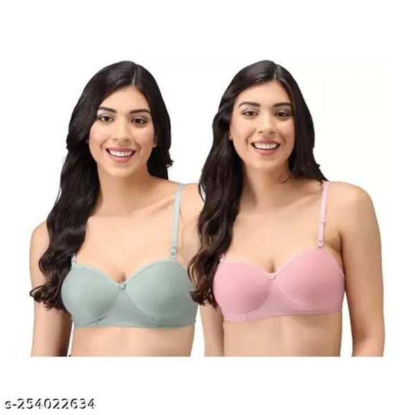 Pack_Of_2__Green_And_Pink_Cotton_Blend_Lightly_Padded_Non_Wired_Full_Coverage_T-Shirt_Bra_For_Women