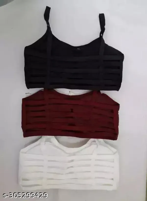 Pack_Of_3_Maroon_And_White_And_Black_Cotton_Blend_Lightly_Padded_Full_Coverage_Everyday_Bra_For_Women_|