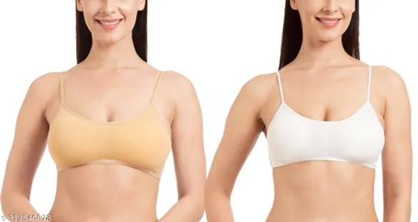 Pack_Of_2__Beige_And_White_Cotton_Blend_Light_Padded_Bra_For_Women