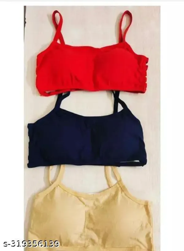 Pack_Of_3_Black_And_Red_And_Cream_Cotton_Blend_Lightly_Padded_Everyday_Bra_For_Women_|