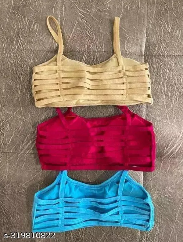 Pack_Of_3_Cream_And_Red_And_Blue_Cotton_Blend_Lightly_Padded_Everyday_Bra_For_Women_|