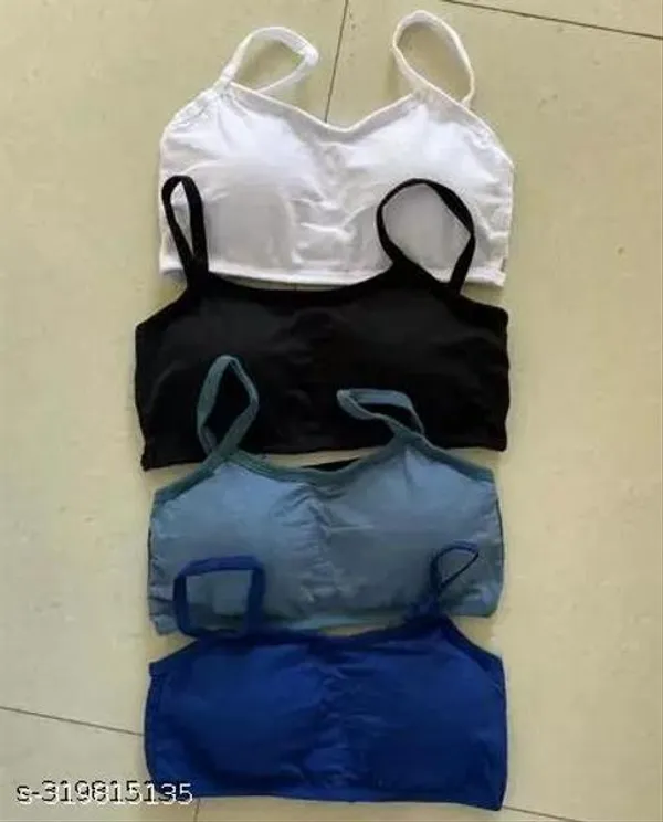 Pack_Of_4_Multicolor_Cotton_Blend_Lightly_Padded_Everyday_Bra_For_Women_|