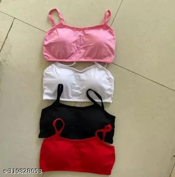 Pack_Of_4_Multicolor_Cotton_Blend_Lightly_Padded_Bra_For_Women_|