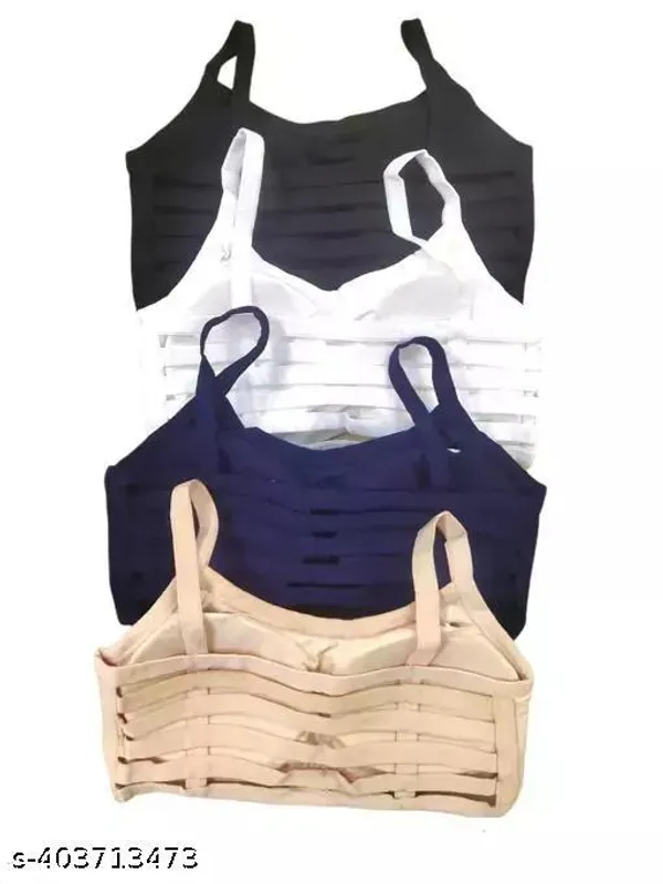 Pack_Of_4_Multicolor_Cotton_Blend_Light_Padded_Bra_For_Women_|