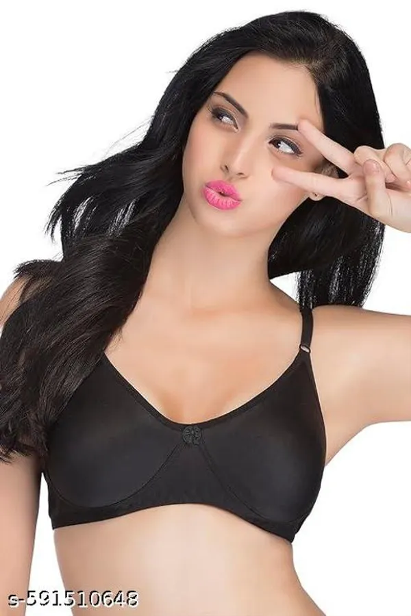 Pack_Of_3_Black_And_Pink_And_Beige_Cotton_Blend_Lightly_Padded_Three-Quarter_Coverage_Everyday_Bra_For_Women_|