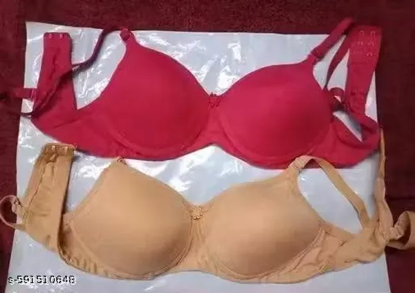 Pack_Of_3_Black_And_Pink_And_Beige_Cotton_Blend_Lightly_Padded_Three-Quarter_Coverage_Everyday_Bra_For_Women_|