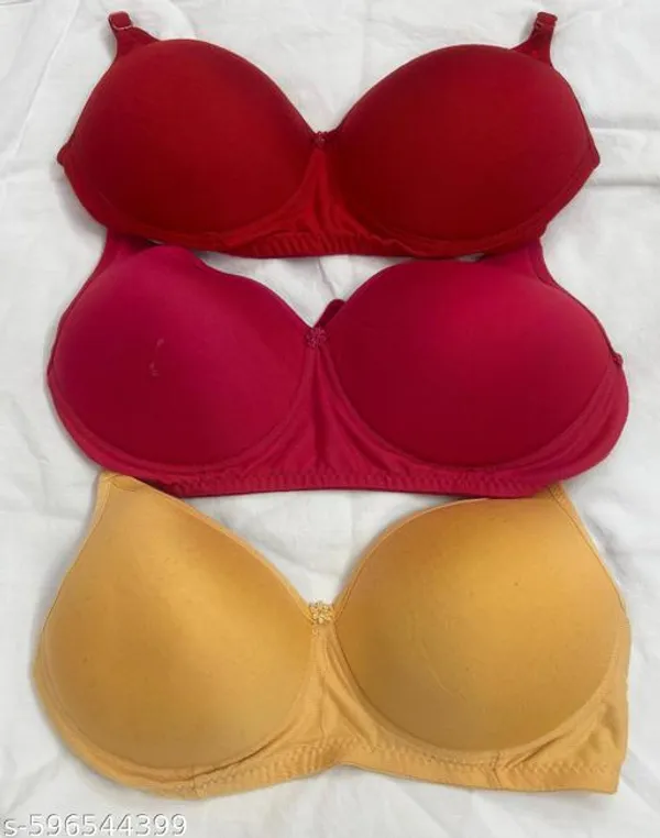 Pack_Of_3_Red_And_Pink_And_Yellow_Cotton_Blend_Light_Padded_Bra_For_Women_|