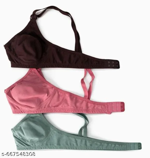 Pack_Of_3_Brown_And_Pink_And_Green_Cotton_Blend_Non-Padded_Printed_Full_Coverage_Bra_For_Women_|