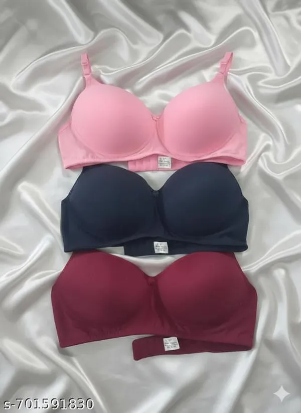 Pack_Of_3_Pink_And_Navy_And_Maroon_Cotton_Blend_Light_Padded_Bra_For_Women_|