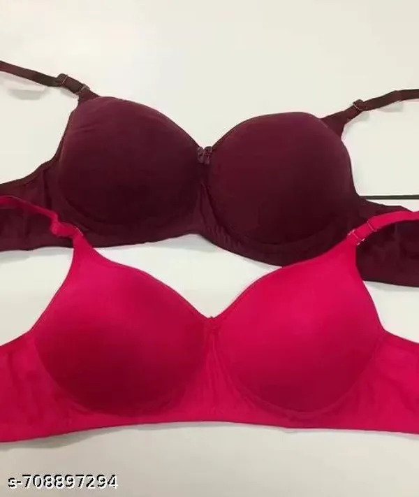 Pack_Of_2__Pink_And_Maroon_Cotton_Blend_Light_Padded_Bra_For_Women