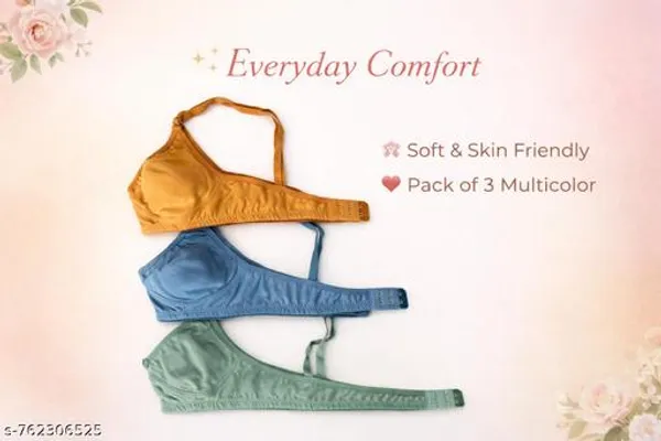 Pack_Of_3_Mustard_And_Blue_And_Green_Cotton_Blend_Non-Padded_Full_Coverage_Everyday_Bra_For_Women_|