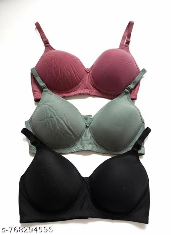 Pack_Of_3_Black_And_Mauve_Pink_And_Green_Cotton_Blend_Heavy_Padded_Full_Coverage_Daily_Wear_Bra_For_Women_|