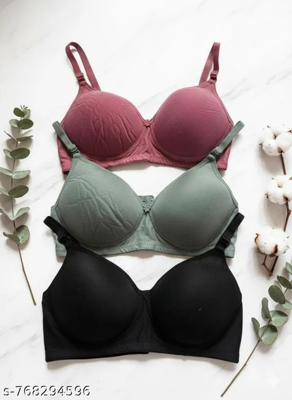 Pack_Of_3_Black_And_Mauve_Pink_And_Green_Cotton_Blend_Heavy_Padded_Full_Coverage_Daily_Wear_Bra_For_Women_|