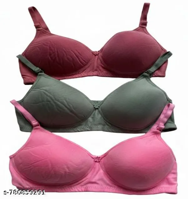 Pack_Of_3_Red_And_Green_And_Mauve_Pink_Cotton_Blend_Lightly_Padded_Full_Coverage_Bra_For_Women_|