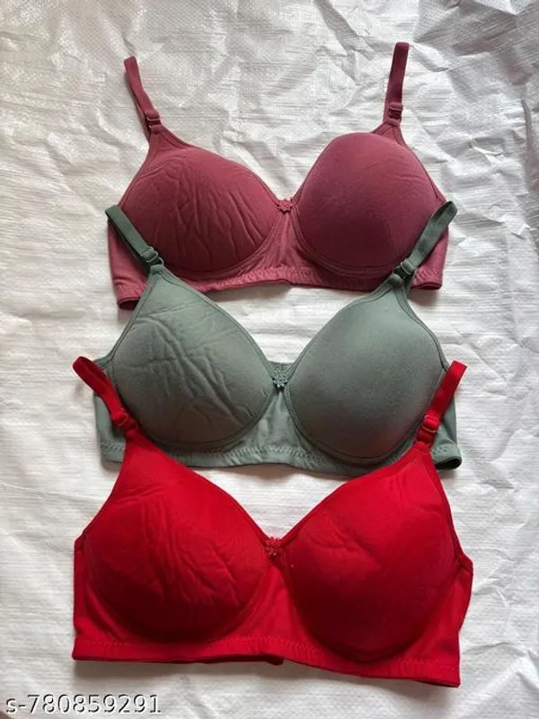 Pack_Of_3_Red_And_Green_And_Mauve_Pink_Cotton_Blend_Lightly_Padded_Full_Coverage_Bra_For_Women_|