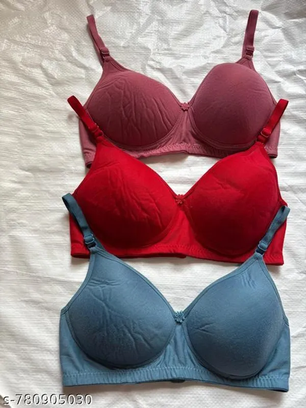 Pack_Of_3_Red_And_Mauve_Pink_And_Blue_Cotton_Blend_Lightly_Padded_Full_Coverage_T-Shirt_Bra_For_Women_|