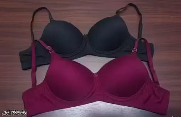 Pack_Of_2__Black_And_Maroon_Cotton_Blend_Lightly_Padded_Everyday_Hook_Bra_For_Women